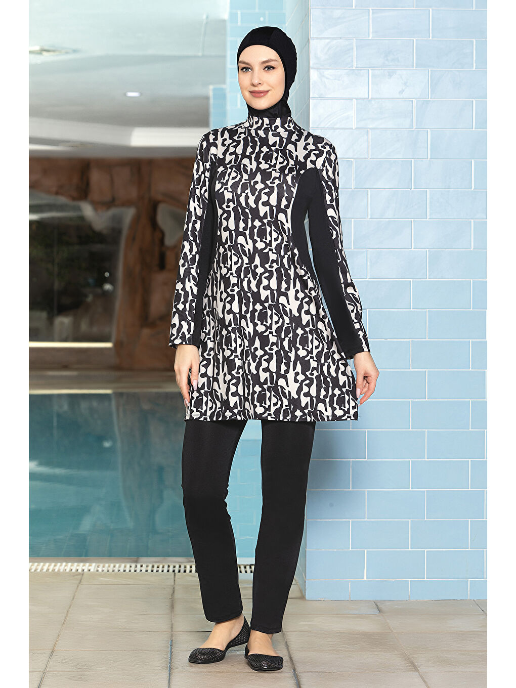 Elastanlı Tam Kapalı Tesettür Mayo 1265-176 Siyah