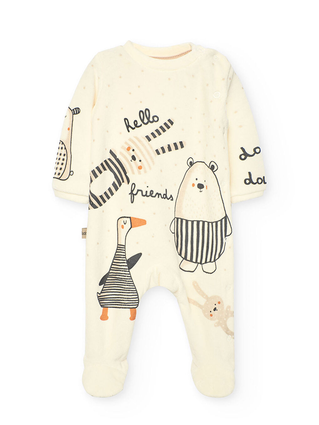 Ekru Erkek Bebek Hayvanlar Baskılı Tulum