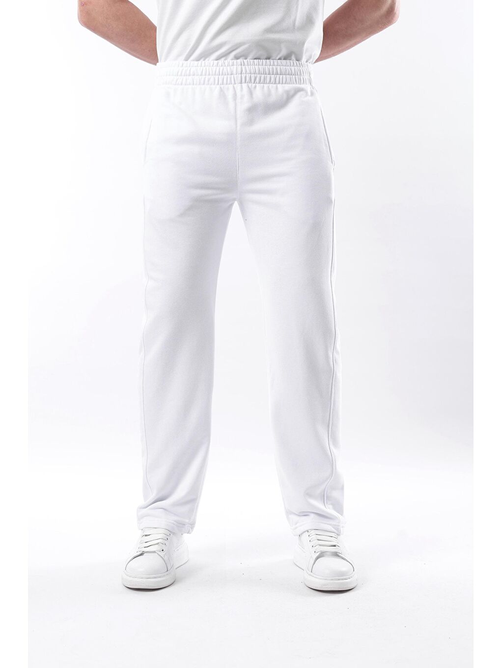 Beyaz Rahat Kesim Erkek Eşofman Altı E6560-9