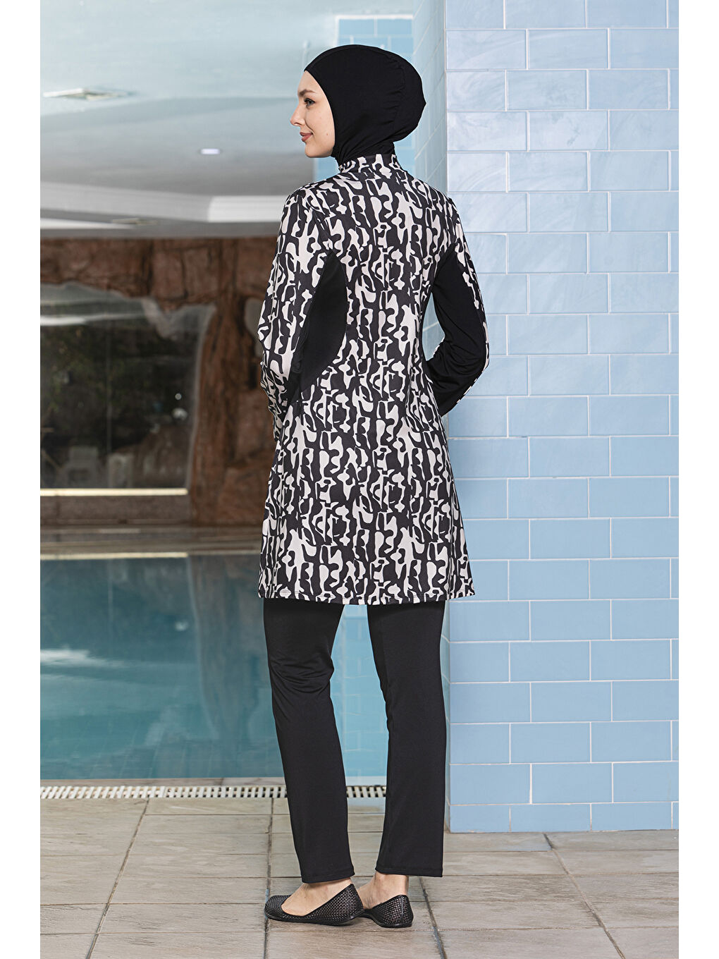 Elastanlı Tam Kapalı Tesettür Mayo 1265-176 Siyah-1