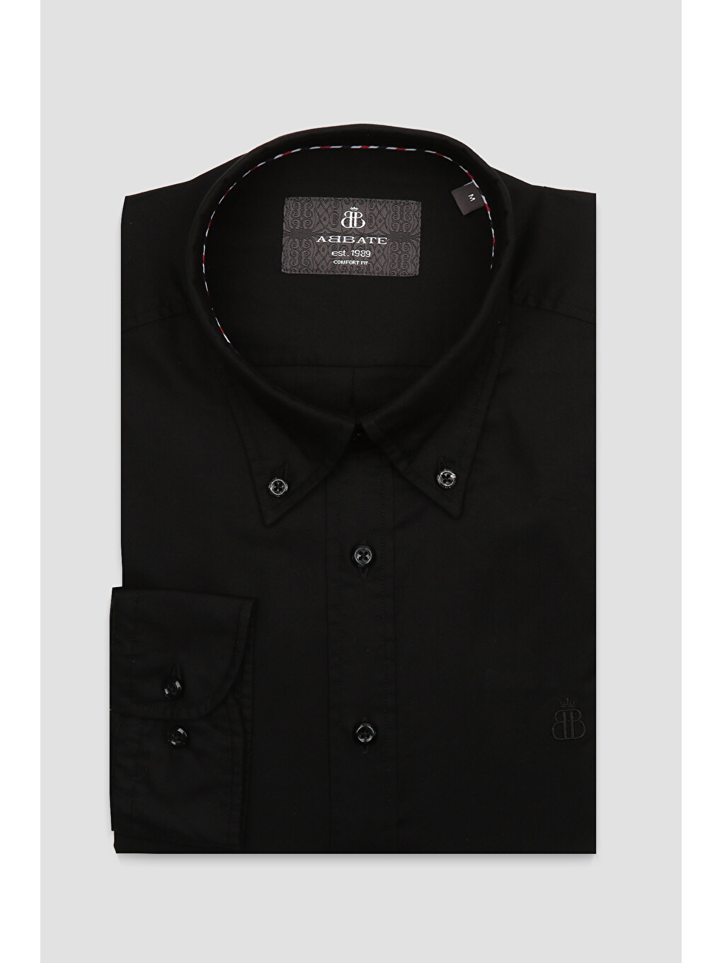 Luca Oxford Stretch Pamuk Karışımlı Comfort Fit Siyah Düğmeli Yaka Erkek Düz Gömlek-3