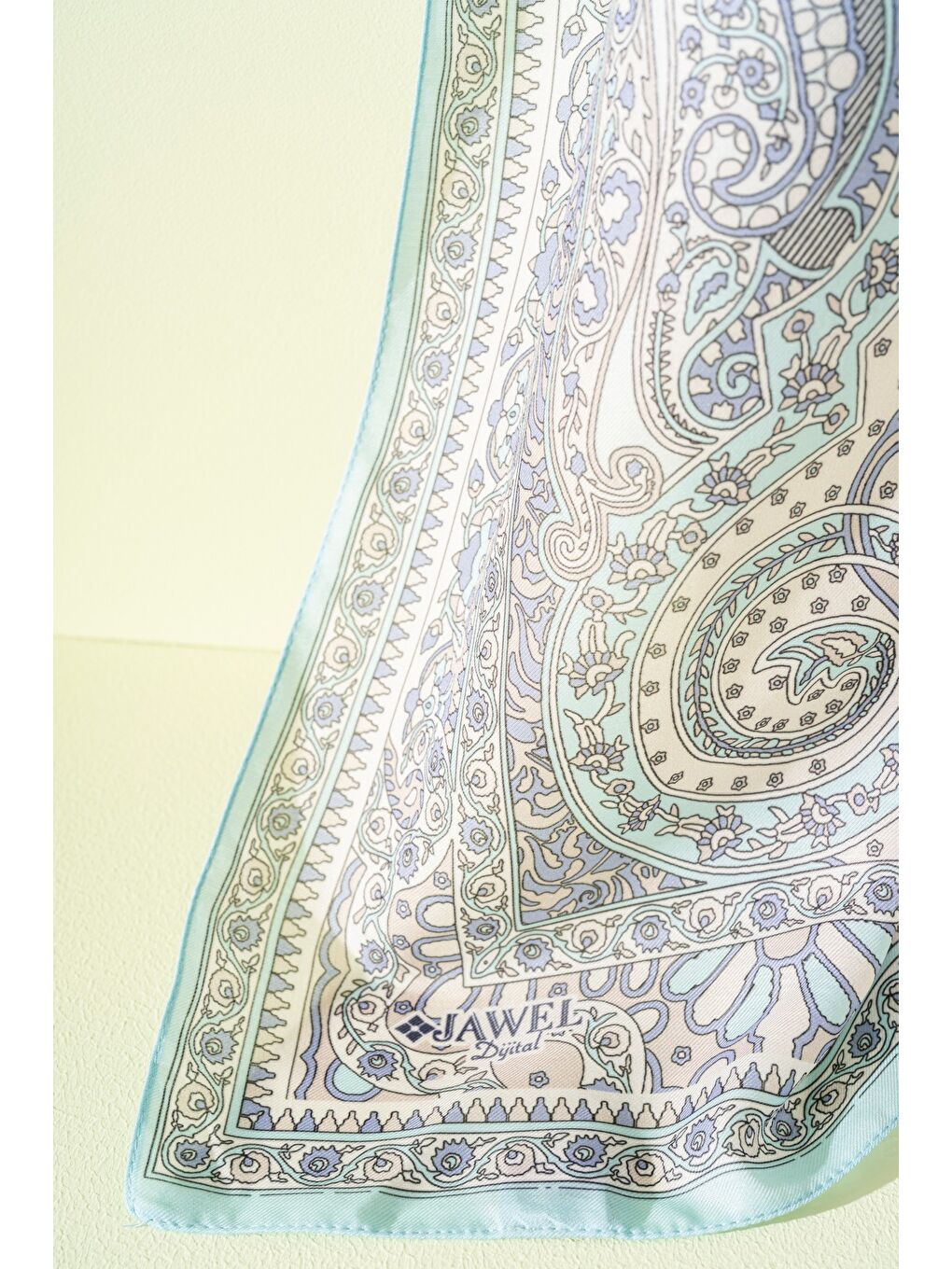 Turkuaz Kadın Etnik Desen Soft Tlos Şal-1