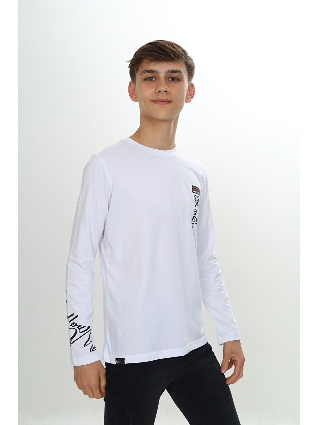 Beyaz Erkek Çocuk Baskılı Tişört-1
