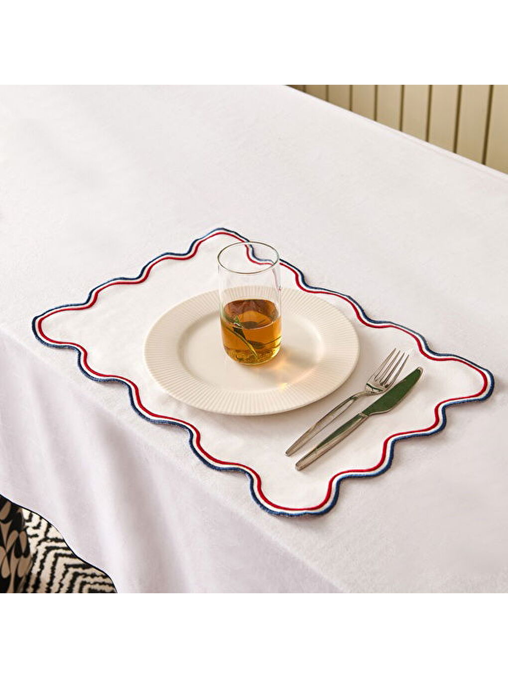 Soft Nonna Amerikan Servis - Mavi / Kırmızı - 30x50 cm-6