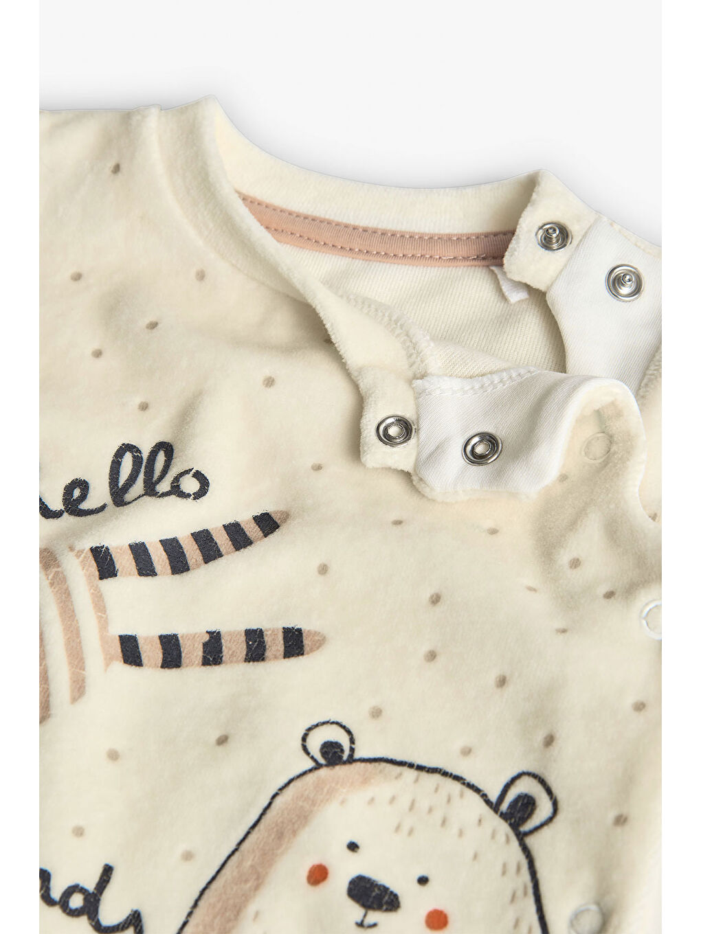 Ekru Erkek Bebek Hayvanlar Baskılı Tulum-2