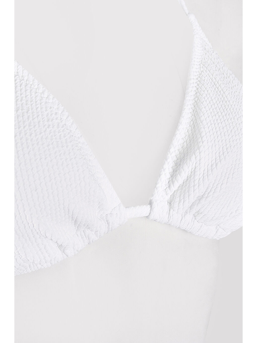 Beyaz Square Wick Üçgen Tek Üst Bikini-1