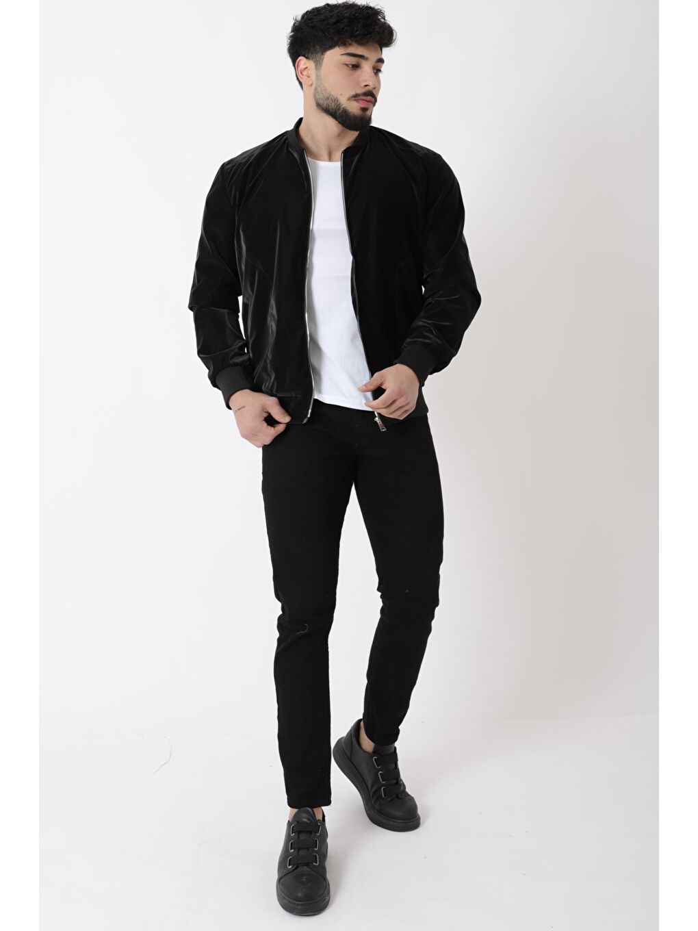 Siyah Kolej Yaka Bel Lastikli Nova Deri Mont PLDP 3001_50449-4