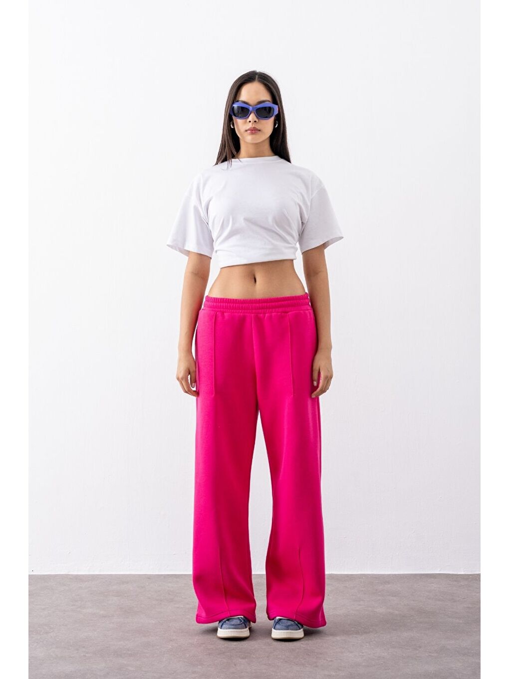 Kadın Chill Bol Paça Fuşya Eşofman Alt