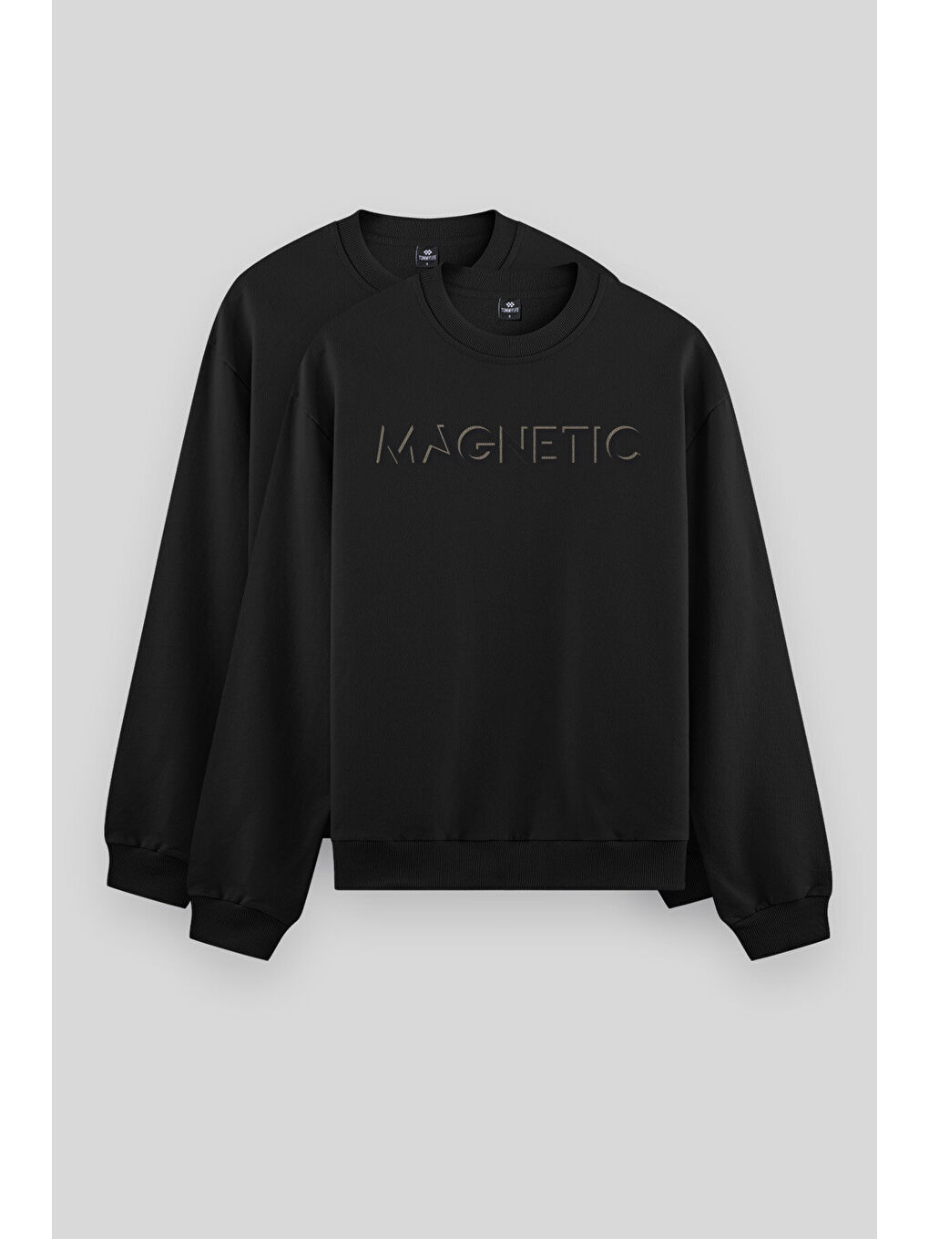 Rahat Form O Yaka 2li Paket Siyah Erkek Sweatshirt - 88020