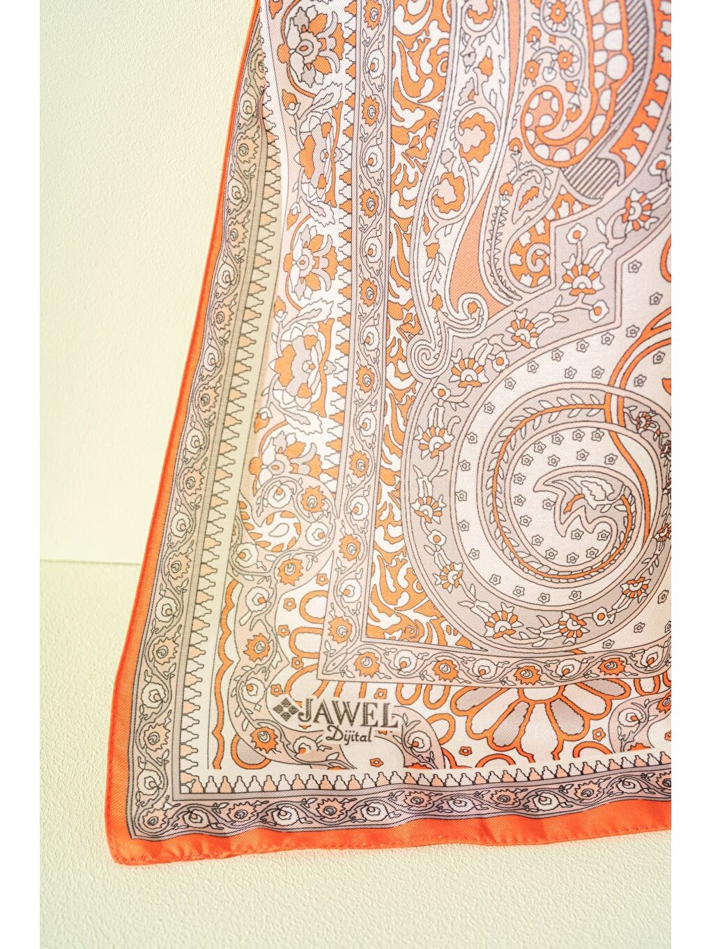 Turuncu Kadın Etnik Desen Soft Tlos Şal-1