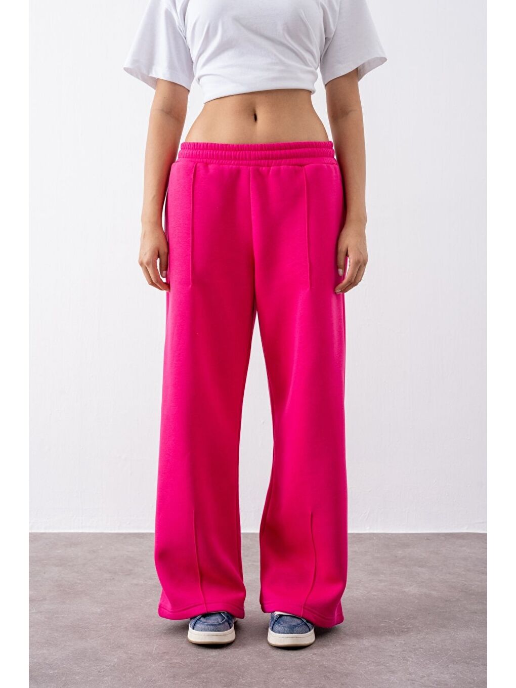 Kadın Chill Bol Paça Fuşya Eşofman Alt-1