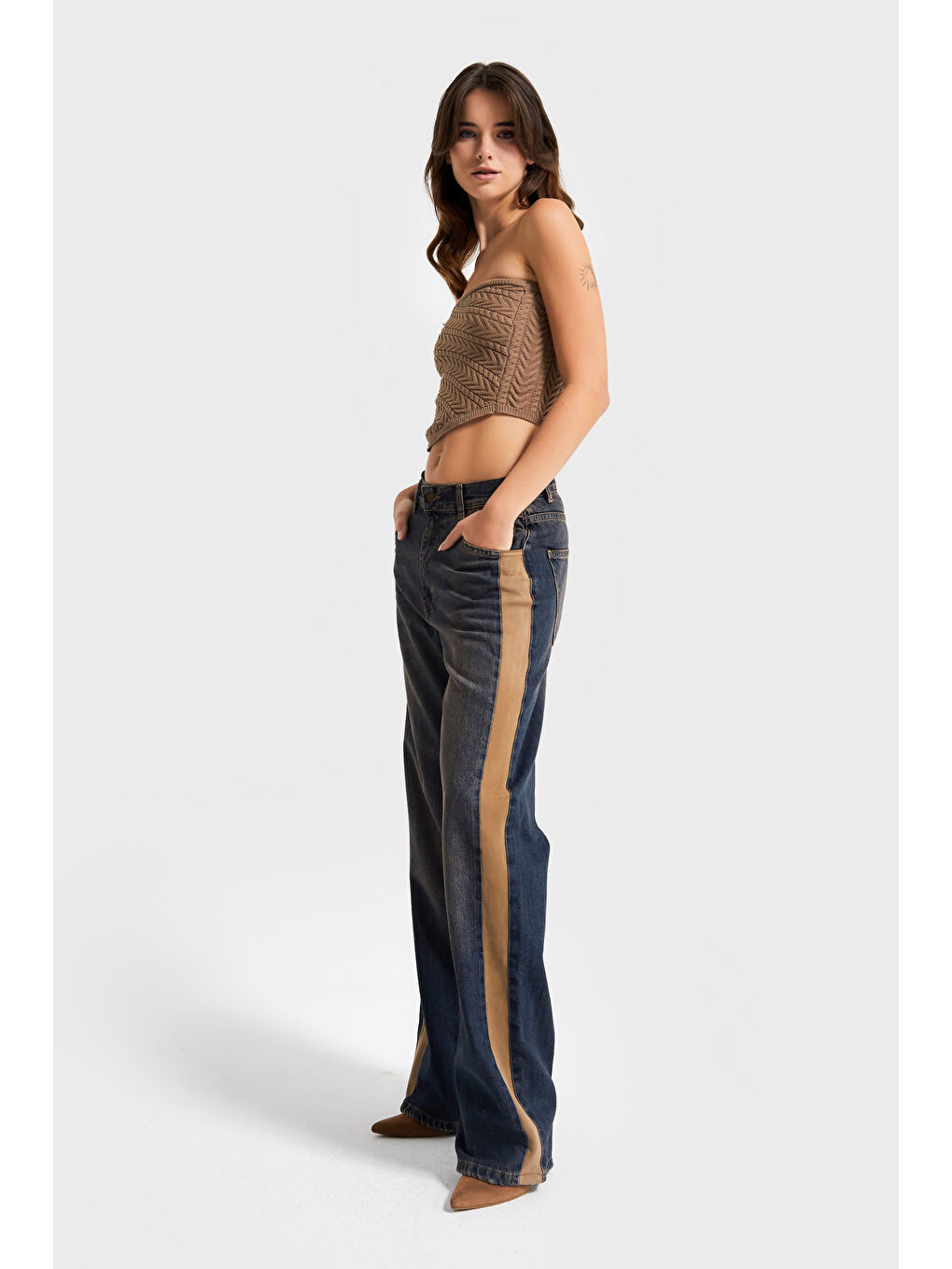 Mavi Kadın T.Kot Rengi 2w5-8 Loose Fit Yan Süet Şerit Detaylı Özel Tasarım Denim Jean-1