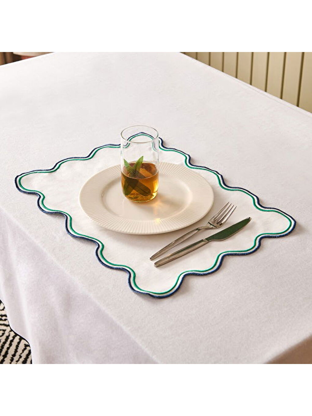 Soft Nonna Amerikan Servis - Yeşil / Mavi - 30x50 cm-6