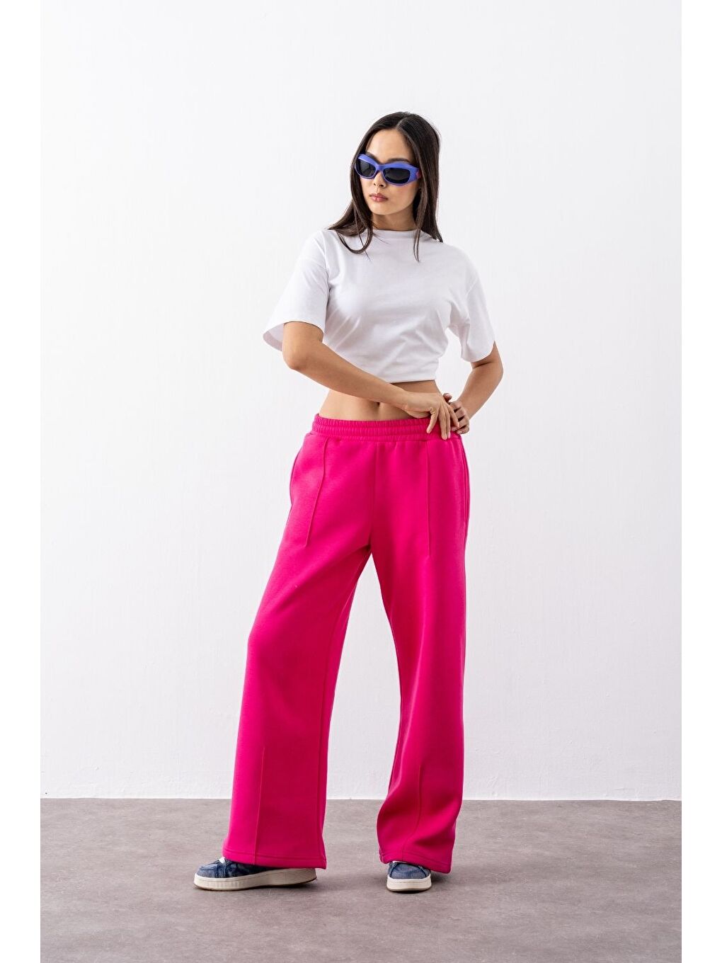 Kadın Chill Bol Paça Fuşya Eşofman Alt-3