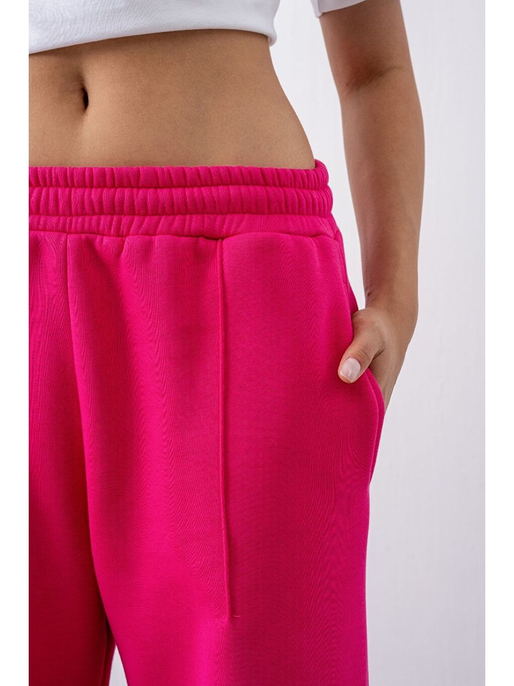 Kadın Chill Bol Paça Fuşya Eşofman Alt-4