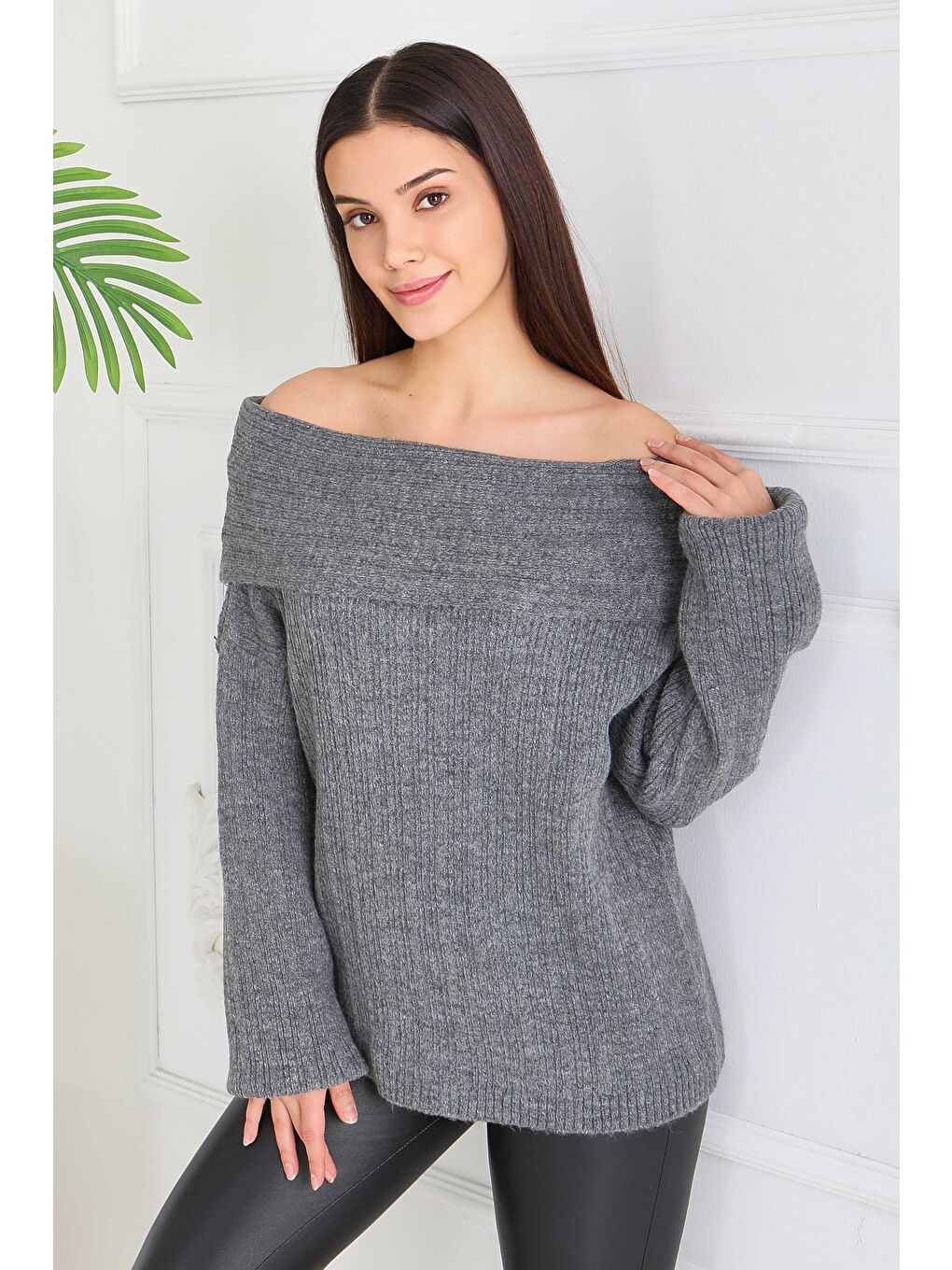 Madonna Yaka Triko Kazak Antrasit - 27983-ANTRASIT-1