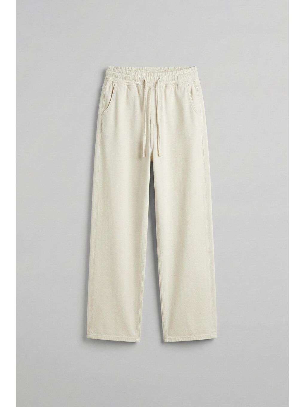 Erkek Baggy Fit Gabardin Kumaş Pantolon Ekru