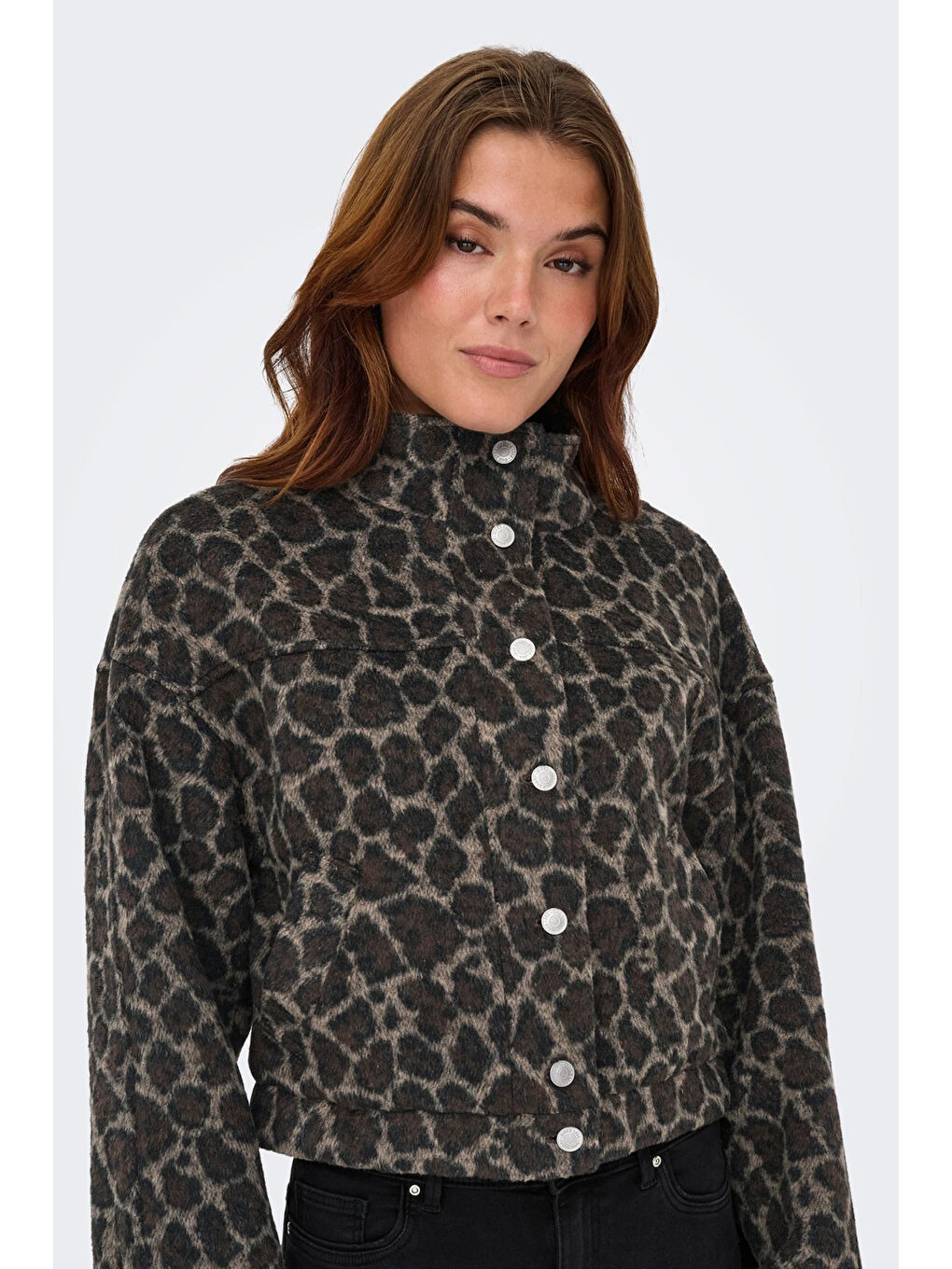 Kahverengi Onlemılia Regular Fit Dik Yaka Düğmeli Kadın Ceket 15349082-3