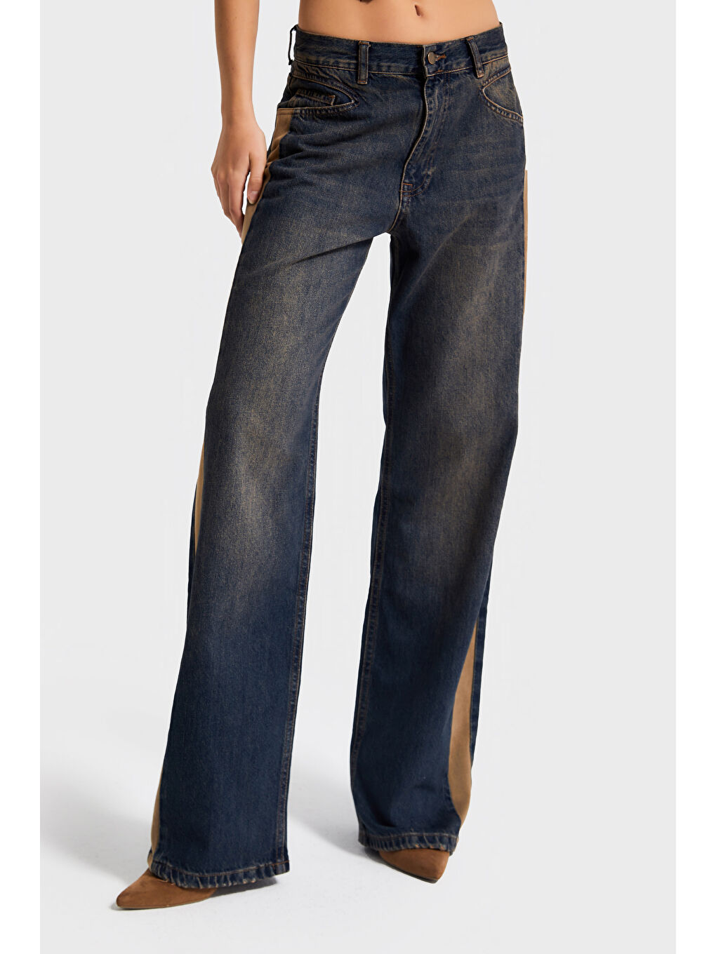 Mavi Kadın T.Kot Rengi 2w5-8 Loose Fit Yan Süet Şerit Detaylı Özel Tasarım Denim Jean-3