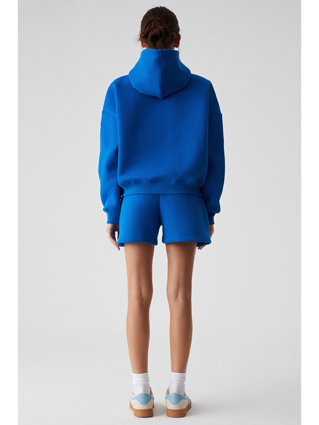 Tacna Kadın Kapüşonlu Uzun Kollu Oversize Mavi Sweatshirt-3