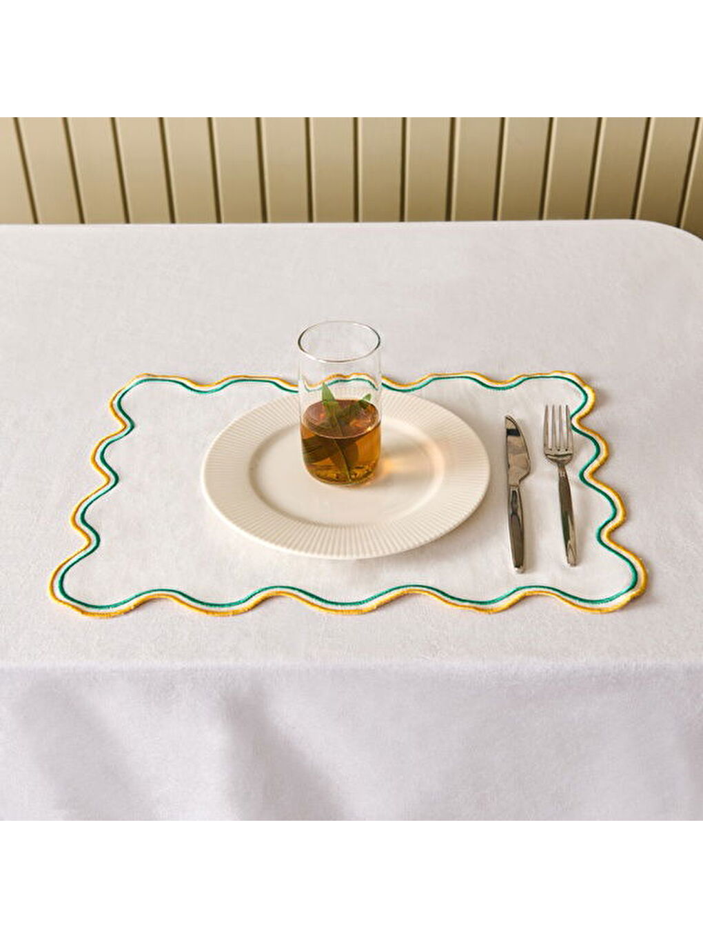 Karışık Soft Nonna Amerikan Servis - Hardal / Yeşil - 30x50 cm-1