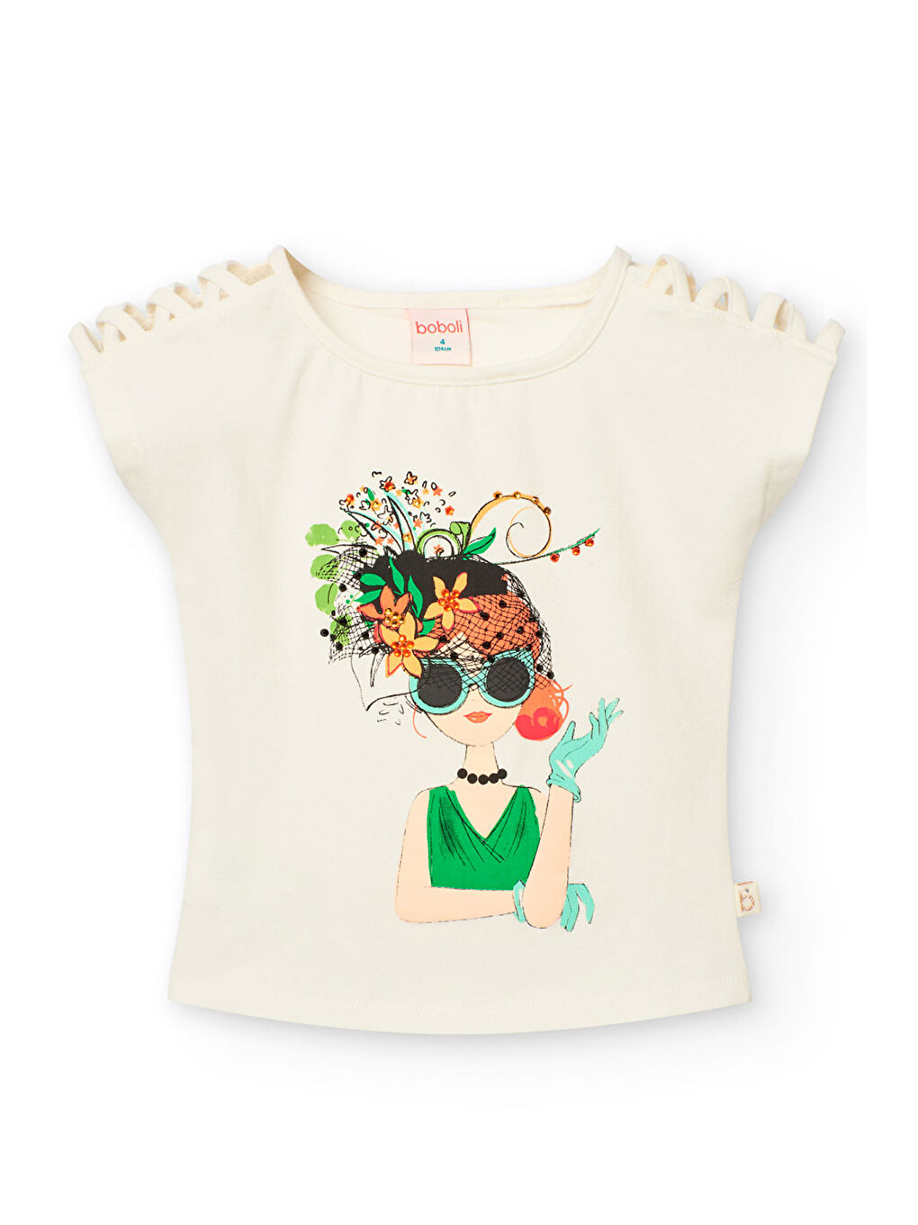 Karışık Çiçek Baskılı Kız Çocuk Tişört