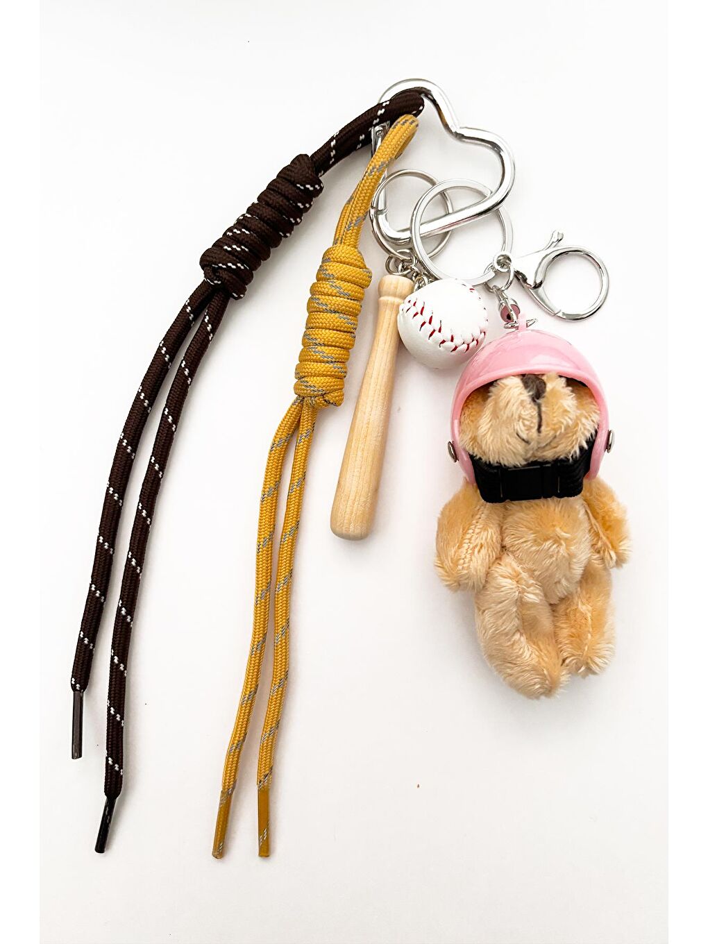 New Obsessions Pembe Baseball Kasketli Teddy Bear Charm Anahtarlık Çanta Süsü
