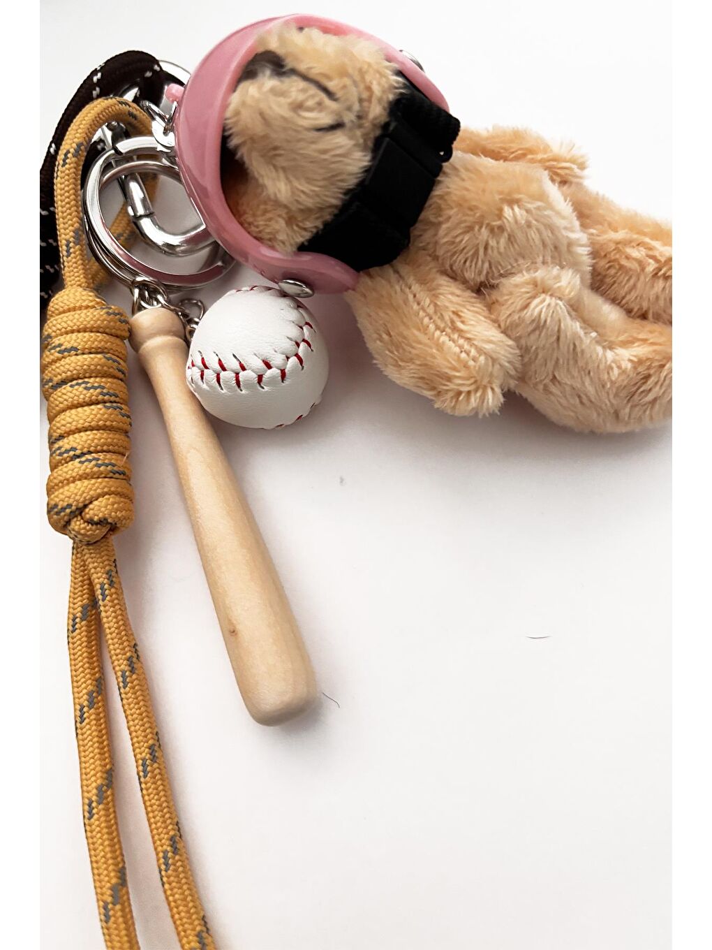 New Obsessions Pembe Baseball Kasketli Teddy Bear Charm Anahtarlık Çanta Süsü - 2