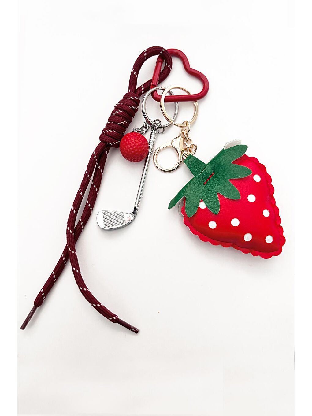 Kırmızı Tatlı Çilek Figürlü Charm Anahtarlık Çanta Süsü-1