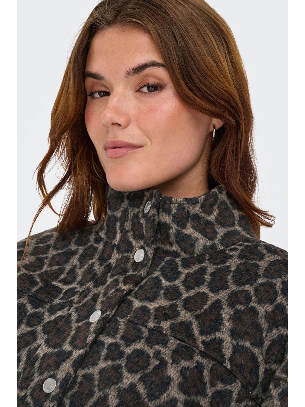 Kahverengi Onlemılia Regular Fit Dik Yaka Düğmeli Kadın Ceket 15349082-4