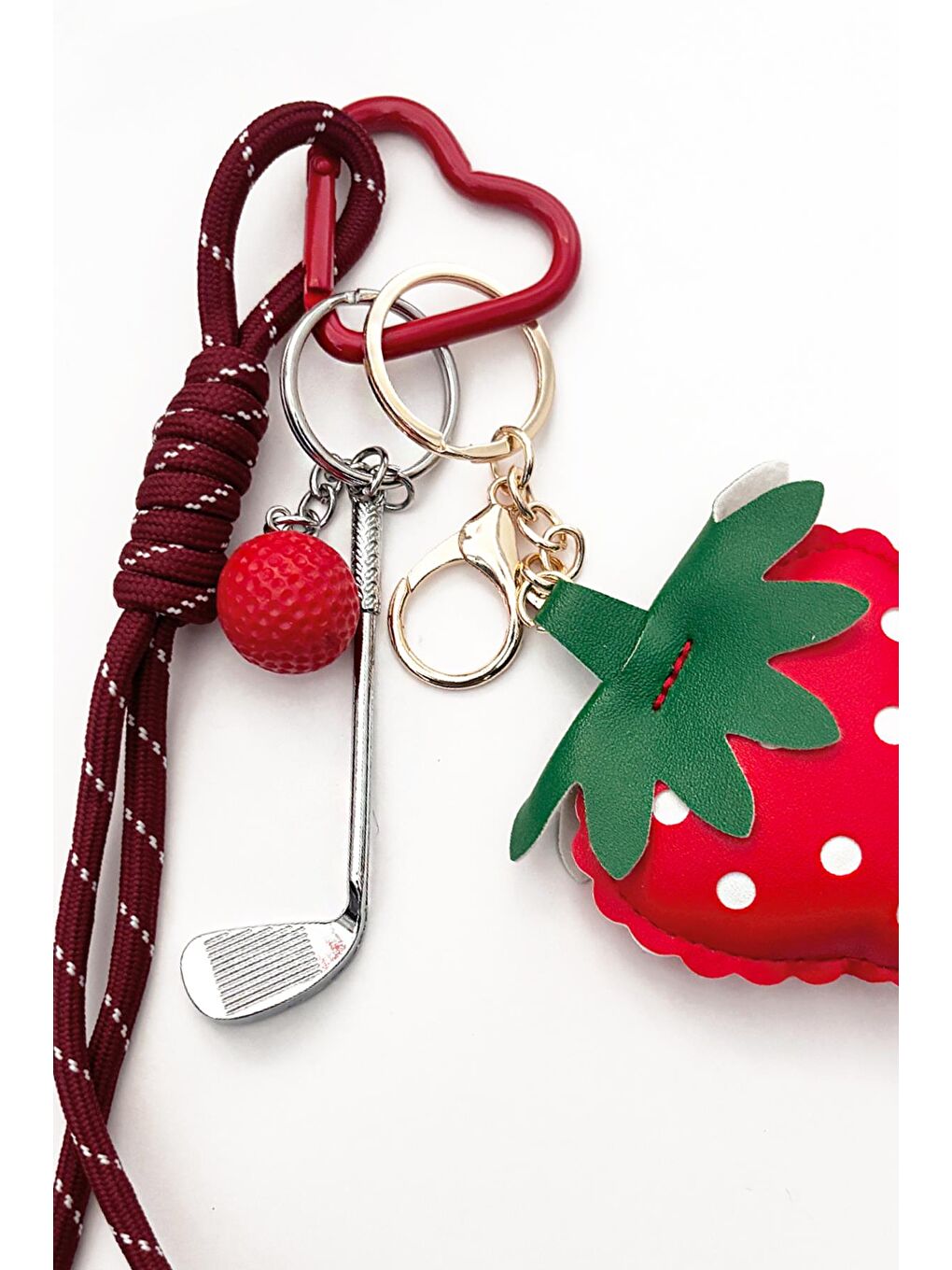 Kırmızı Tatlı Çilek Figürlü Charm Anahtarlık Çanta Süsü-3