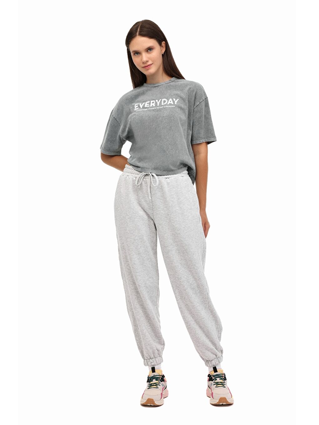 Gri WL 22TUMRU BTS-K8 5PR GRI MELANJ Kadın Eşofman Altı-2