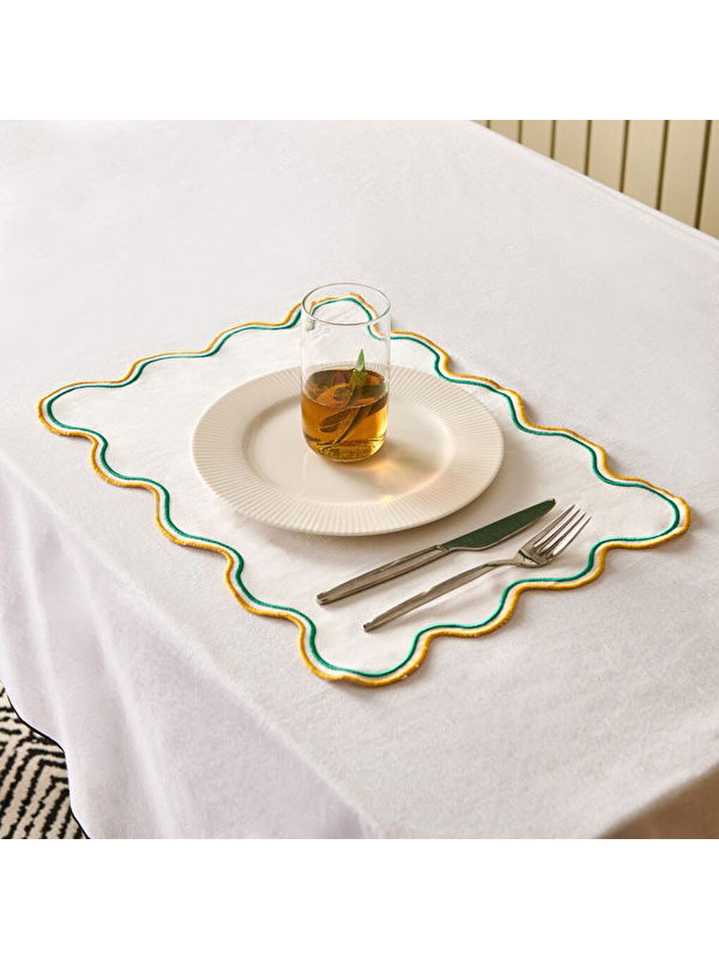 Karışık Soft Nonna Amerikan Servis - Hardal / Yeşil - 30x50 cm-6