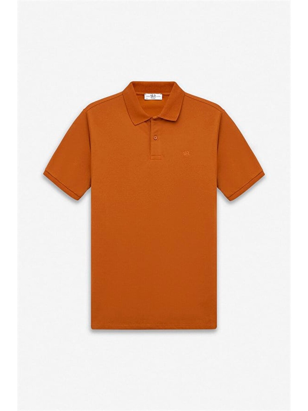 Kahverengi Kiremit Slim Düz Baskısız Pike Düğmeli Polo Yaka Tişört-5