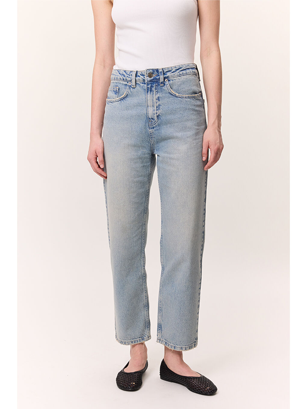 Yüksek Bel Mom Fıt Jean Açık Mavi-3