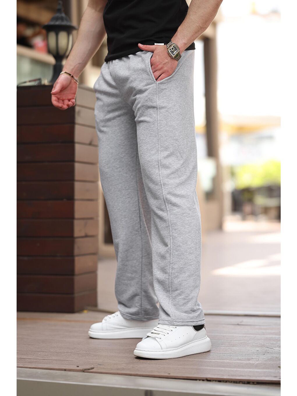 Gri Rahat Kesim Erkek Eşofman Altı E6560-1