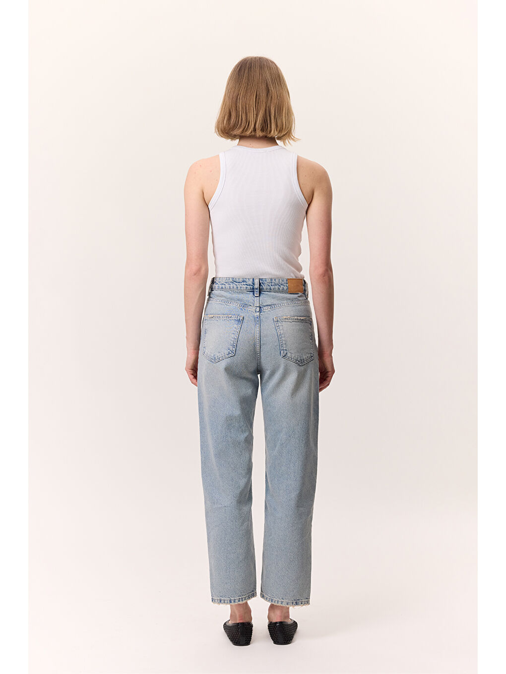 Yüksek Bel Mom Fıt Jean Açık Mavi-6