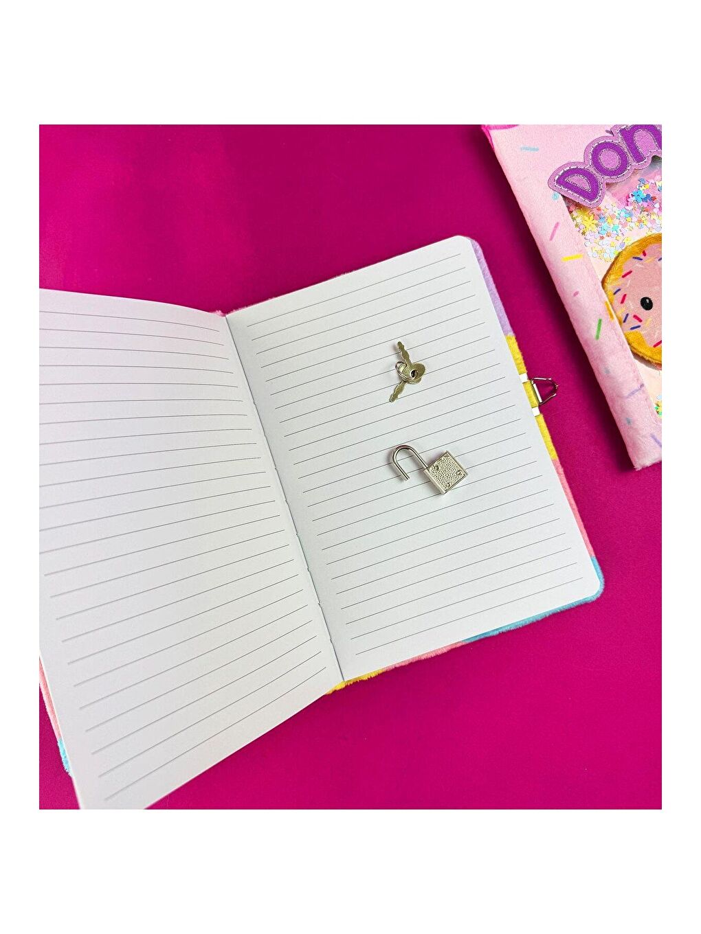 Cookies   Donut Pelüş Kapaklı Kilitli Defter-1