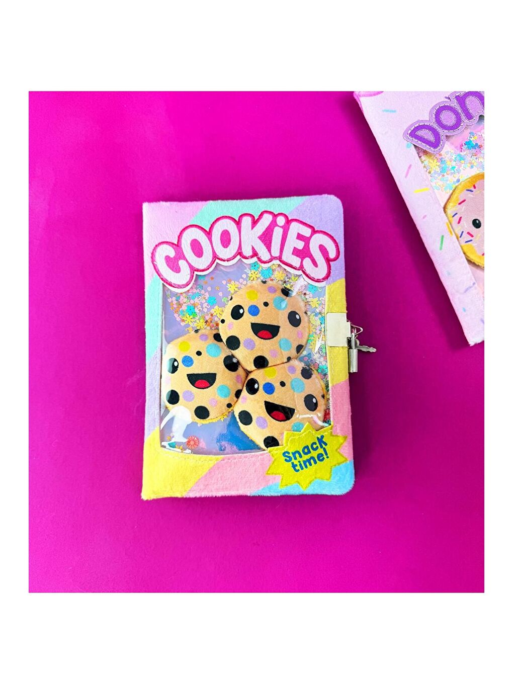 Cookies   Donut Pelüş Kapaklı Kilitli Defter-2