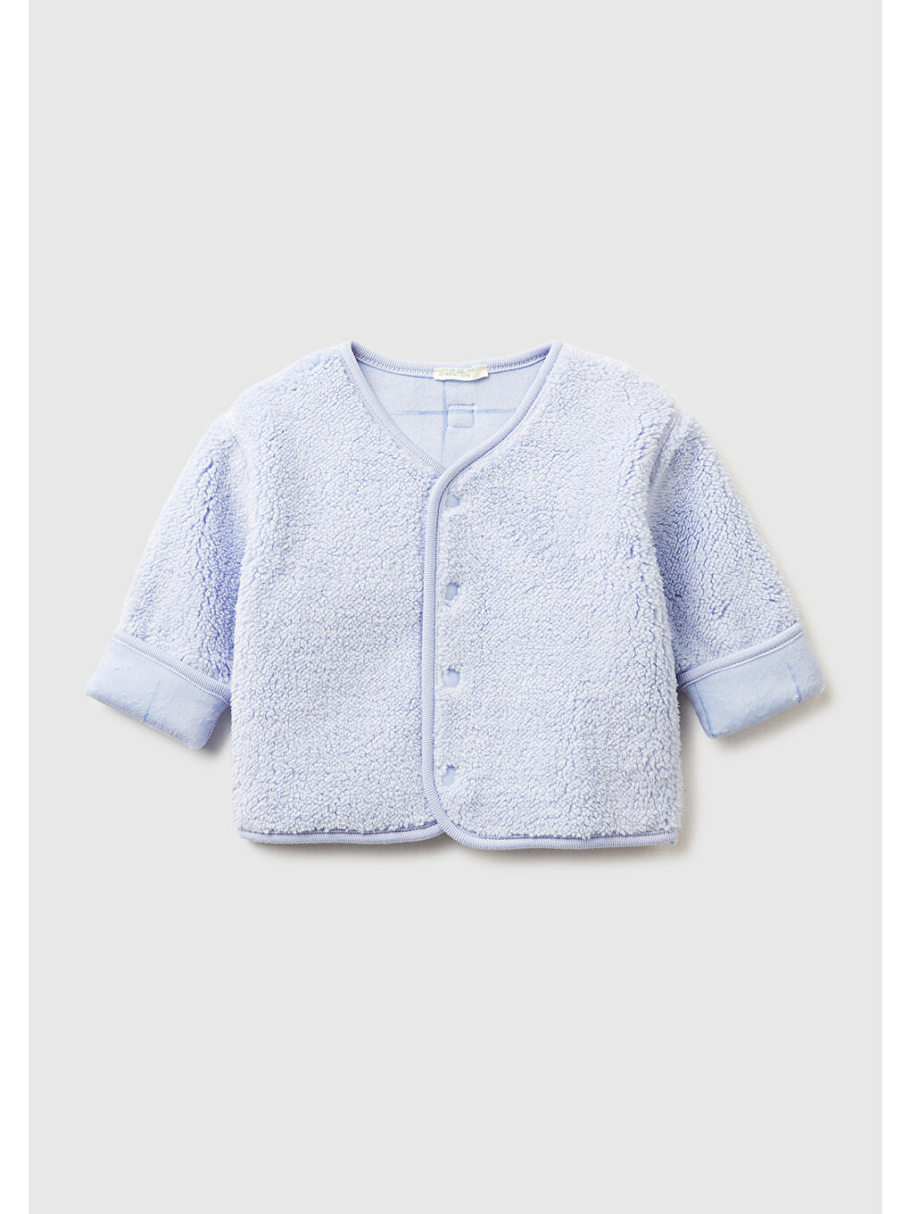 Bebek Açık Mavi Desenli Çift Taraflı Çıtçıtlı Bomber Yaka Şardonlu Sweatshirt Hırka