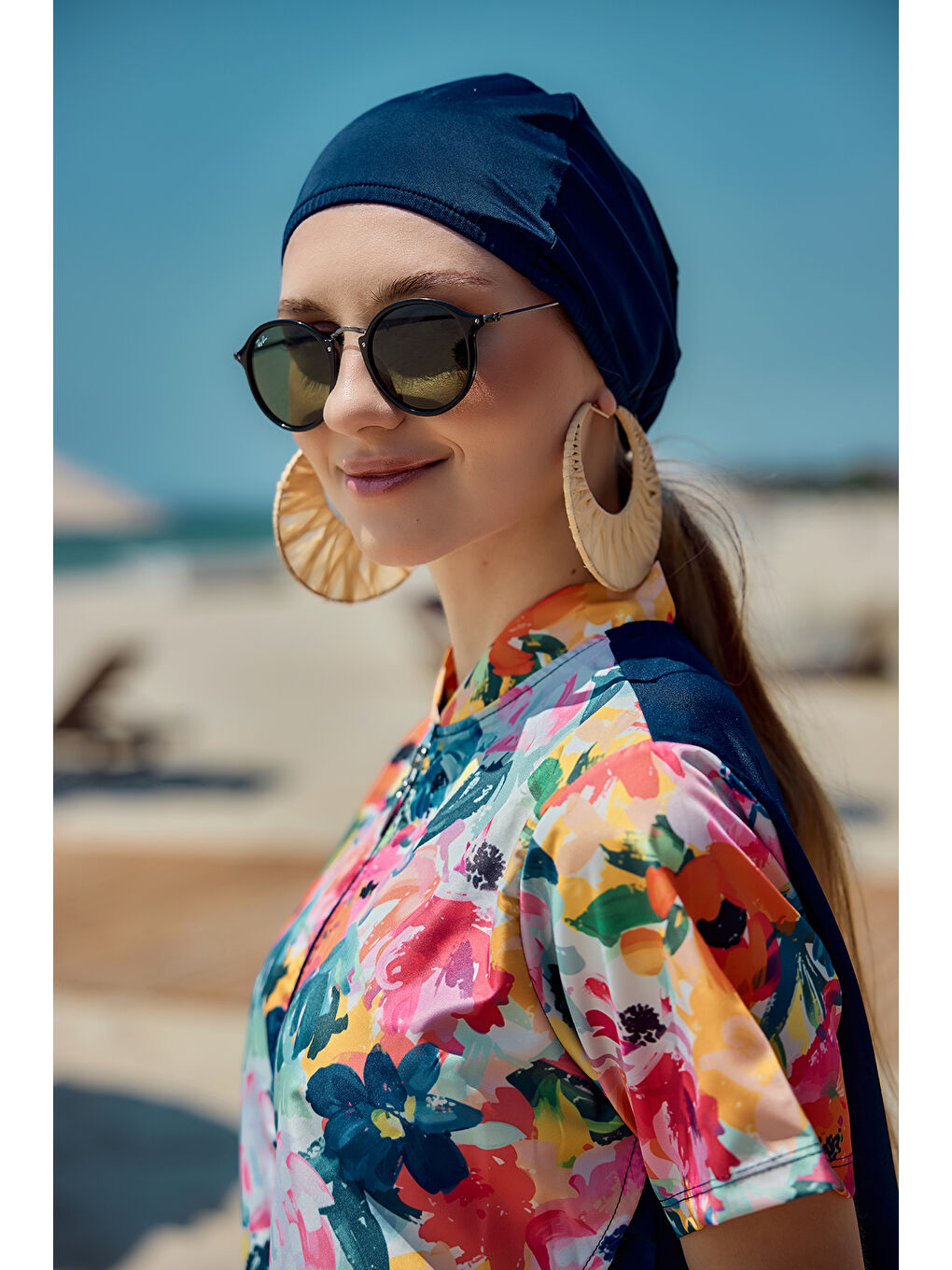 Siyah Önü Kapaklı Paraşüt Kısa Kollu Yarı Kapalı Mayo Nurel R2603-4