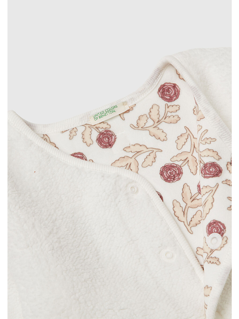 Bebek Ekru Desenli Çift Taraflı Çıtçıtlı Bomber Yaka Şardonlu Sweatshirt Hırka-2