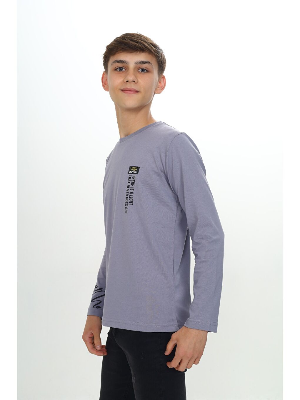 Gri Erkek Çocuk Baskılı Tişört