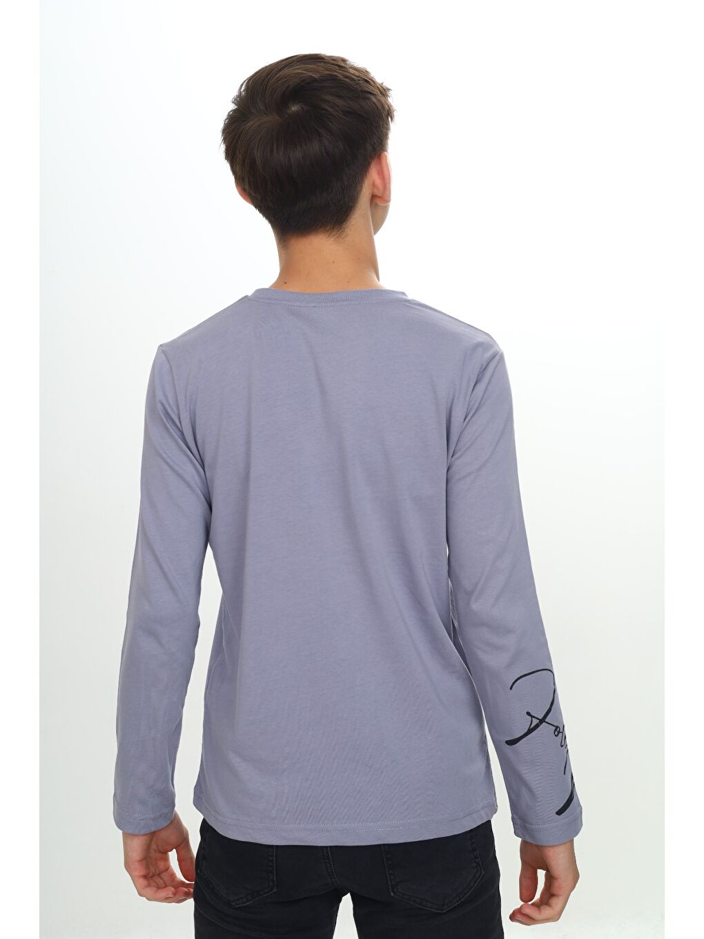 Gri Erkek Çocuk Baskılı Tişört-1