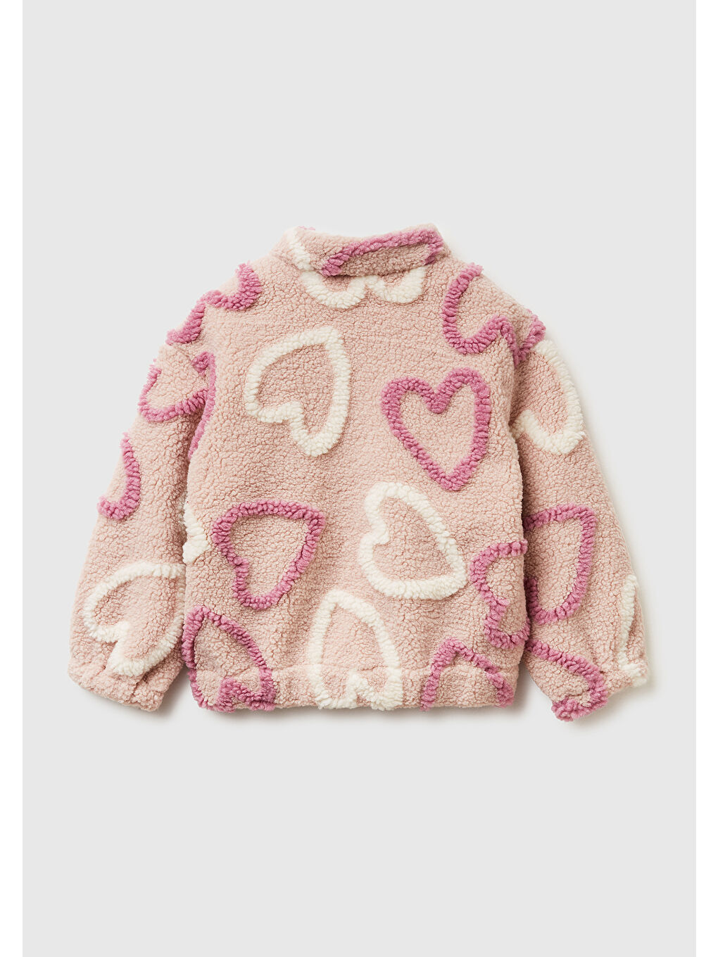 Kahverengi Kız Çocuk Taba Tamamı Desenli Kürklü Ceket-1
