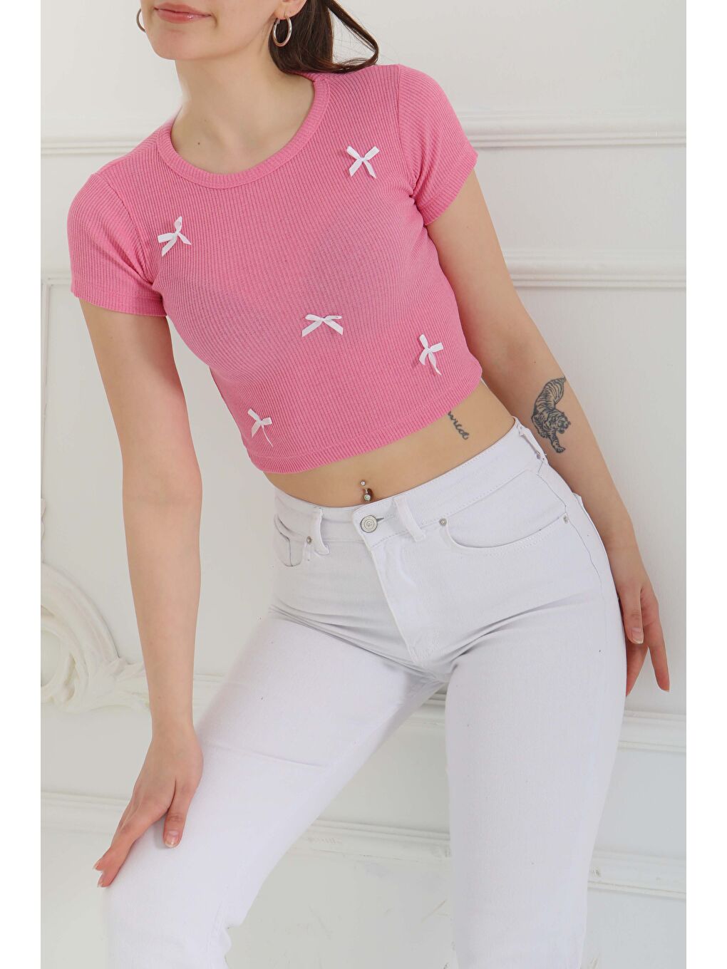 Kurdale Detaylı Bady Pembe - 27142-3