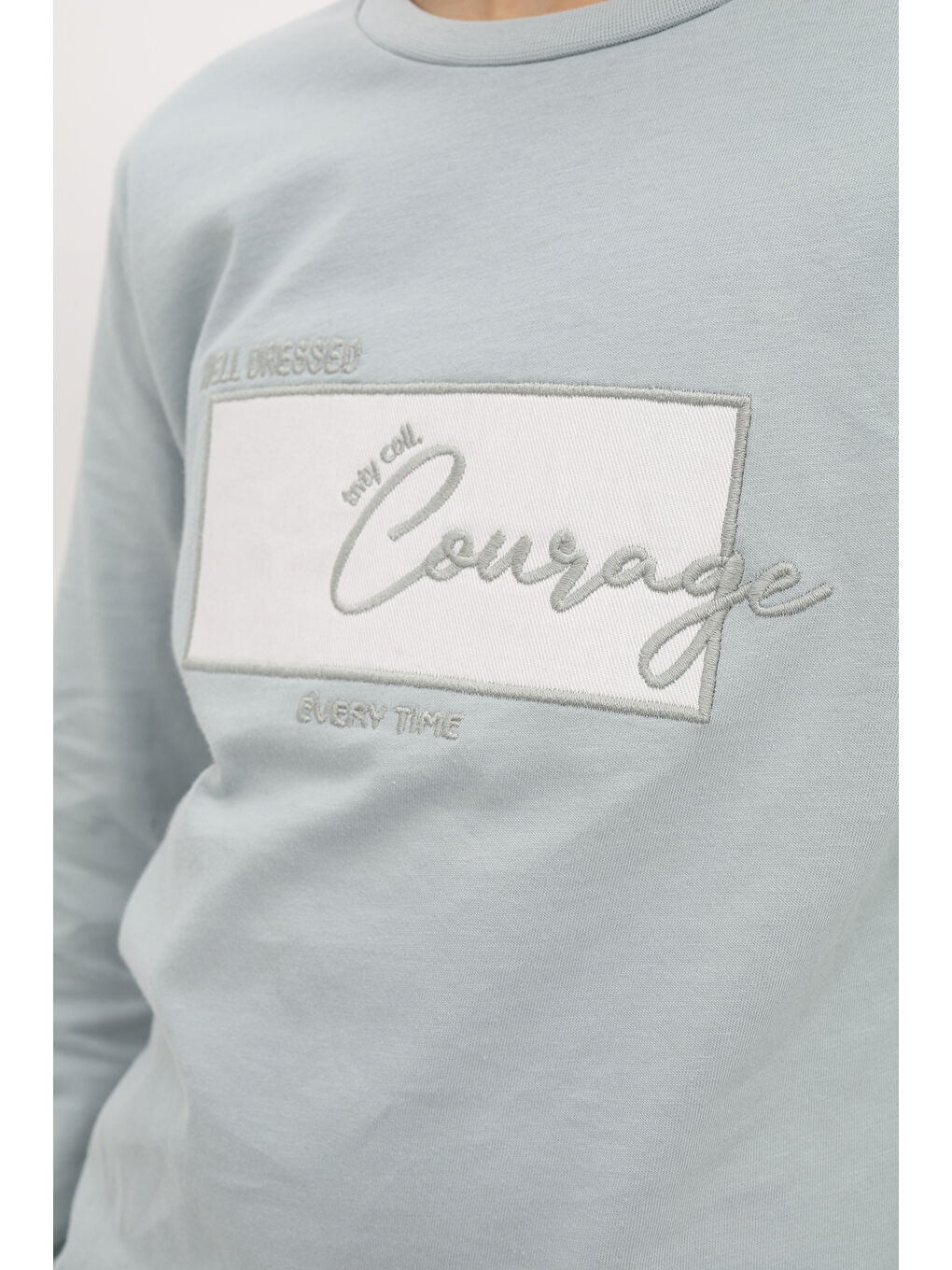 Turkuaz Erkek Çocuk Nakışlı Tişört-1