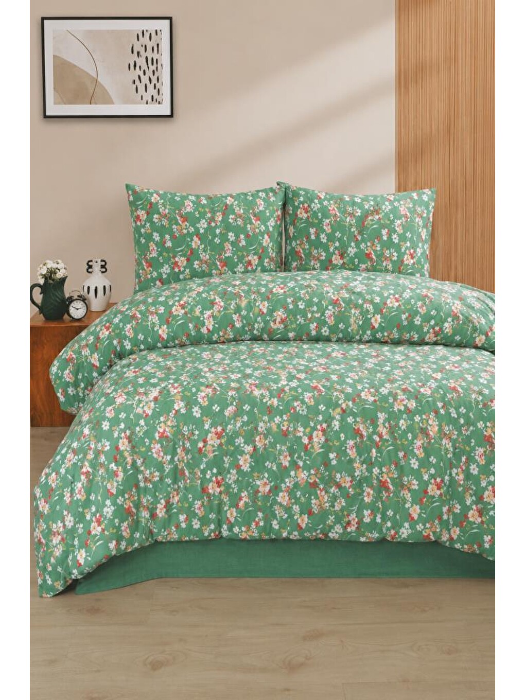Floral Çift Kişilik Nevresim Takımı Yeşil