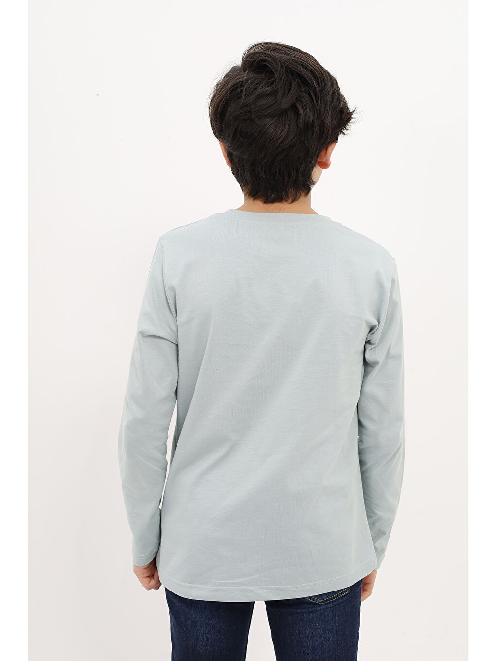 Turkuaz Erkek Çocuk Nakışlı Tişört-3