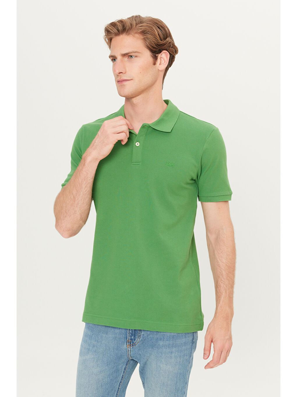 %100 Pamuk Regular Fit Normal Kesim Mint Yeşili Polo Yaka Tişört-1